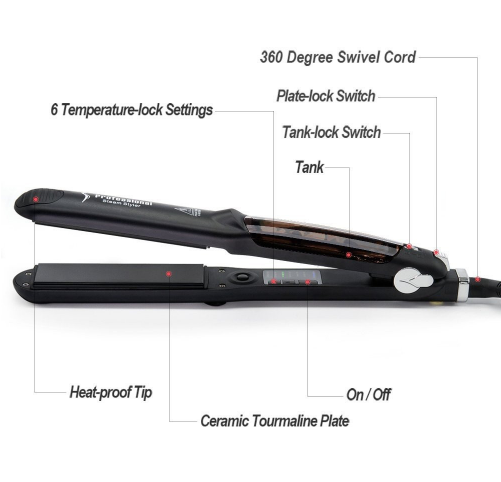 Steam Function Flat Iron Tourmaline Ceramic Vapor Professional Hair Straightener with Argan Oil Infusion Straightening Irons