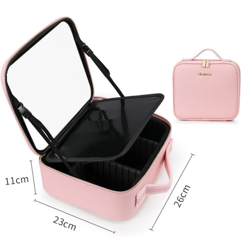 Smart LED Cosmetic Case with Mirror Cosmetic Bag Travel Makeup